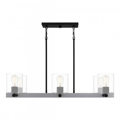 Quoizel CDW138MBK Caldwell Linear chandelier 6 lights matte black Island Light