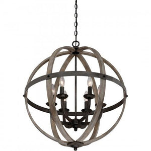 Quoizel FSN5206RK Fusion 6lts foyer rustic black 24.5"d Pendant