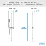 Gerber D462726BS Satin Black Versa Square 30" Slide Bar Assembly With Single FUN...