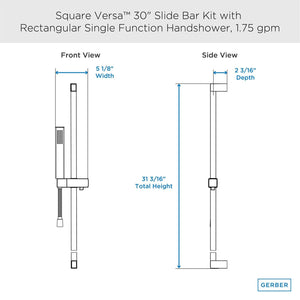 Gerber D462726BS Satin Black Versa Square 30" Slide Bar Assembly With Single FUN...