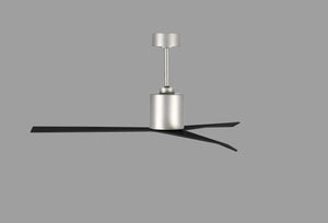 Matthews Fan EK-BN-BK Eliza 3-blade paddle fan in Brushed Nickel finish with matte black all-weather ABS blades. Optimized for wet locations.