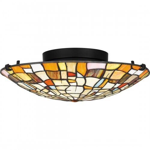 Quoizel TF5620MBK Tiffany Flush mount tiffany 2 lights matte black Flush Mount