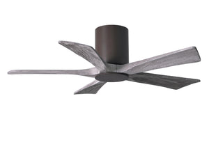 Matthews Fan IR5HLK-TB-BW-42 IR5HLK five-blade flush mount paddle fan in Textured Bronze finish with 42” solid barn wood tone blades and integrated LED light kit.