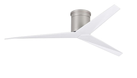 Matthews Fan EKH-BN-WH Eliza-H 3-blade ceiling mount paddle fan in Brushed Nickel finish with gloss white ABS blades.