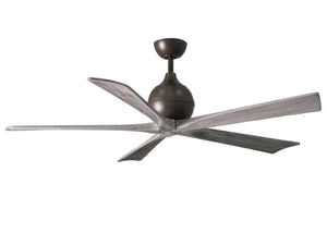 Matthews Fan IR5-TB-BW-60 Irene-5 five-blade paddle fan in Textured Bronze finish with 60" solid barn wood tone blades.