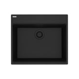 FRANKE MAG61023L-ONY Maris Dual Mount 25-in x 22-in Granite Dual Mount Single Bowl Laundry Sink in Onyx In Onyx