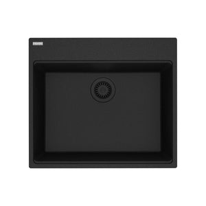 FRANKE MAG61023L-ONY Maris Dual Mount 25-in x 22-in Granite Dual Mount Single Bowl Laundry Sink in Onyx In Onyx