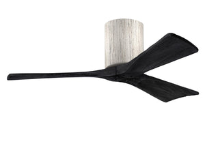 Matthews Fan IR3H-BW-BK-42 Irene-3H three-blade flush mount paddle fan in Barn Wood finish with 42” solid matte black wood blades. 