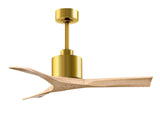 Matthews Fan NK-BRBR-LM-42 Nan 6-speed ceiling fan in Brushed Brass finish with 42” solid light maple tone wood blades