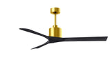 Matthews Fan NK-BRBR-BK-60 Nan 6-speed ceiling fan in Brushed Brass finish with 60” solid matte black wood blades