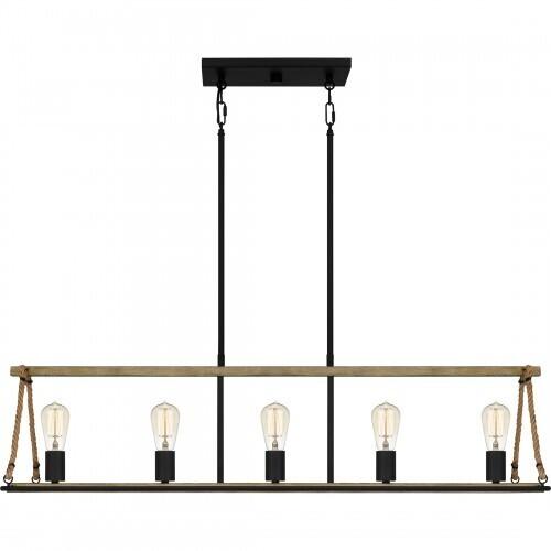 Quoizel OKP542MBK Oak Park Linear chandelier 5 lights matte black Island Light