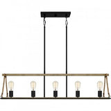 Quoizel OKP542MBK Oak Park Linear chandelier 5 lights matte black Island Light