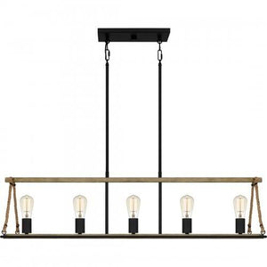 Quoizel OKP542MBK Oak Park Linear chandelier 5 lights matte black Island Light