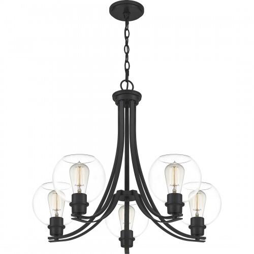 Quoizel PRUC5026MBK Pruitt Chandelier 5 light matte black Chandelier