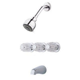 3-Handle Tub & Shower Faucet with Metal Knob Handles