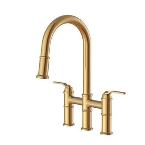 Gerber D434437BB Kinzie Two Handle Pull-down Bridge Faucet - Brushed Bronze