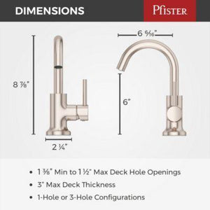 Pfister Brushed Nickel Single Control Bathroom Faucet LG42-TNT2K
