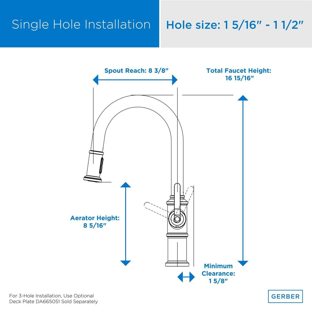 Gerber D454437 Chrome Kinzie Single Handle Pull-down Kitchen Faucet