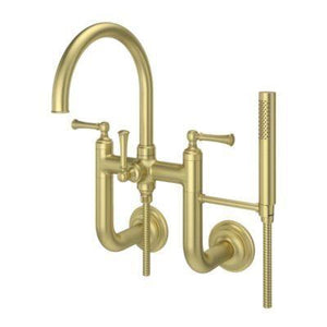 Pfister Brushed Gold Wall Mount 2-handle Tub Filler With Hand Shower LG6-3TBBG