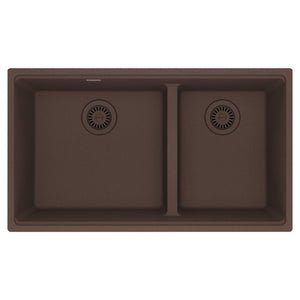 FRANKE MAG1601812LD-MOC Maris Undermount 33-in x 18.94-in Granite Double Bowl Kitchen Sink in Mocha In Mocha