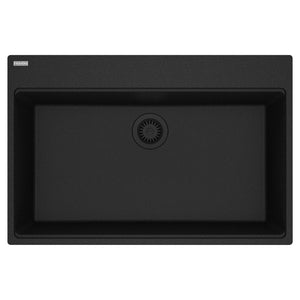 FRANKE MAG61031-ONY Maris Topmount 33-in x 22-in Granite Single Bowl Kitchen Sink in Onyx In Onyx