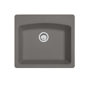 FRANKE ESSG25229-1 Ellipse 25.0-in. x 22.0-in. Stone Grey Granite Dual Mount Single Bowl Kitchen Sink - ESSH25229-1 In Stone Grey