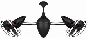 Matthews Fan AR-BK-MTL Ar Ruthiane 360° dual headed rotational ceiling fan in Matte Black finish with metal blades.