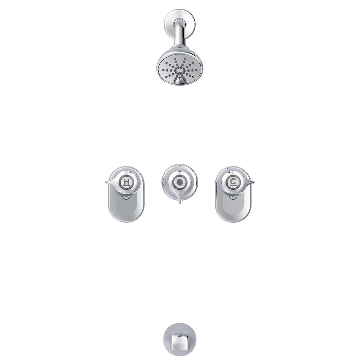 Gerber G004803483 Chrome Classics Three Handle By-pass Valve Body Tub & SHOWER...