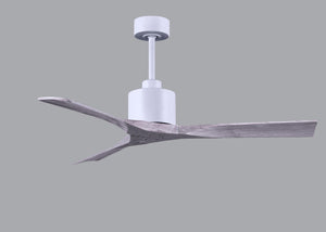 Matthews Fan NK-MWH-BW-52 Nan 6-speed ceiling fan in Matte White finish with 52” solid barn wood tone wood blades