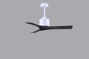 Matthews Fan NK-MWH-BK-42 Nan 6-speed ceiling fan in Matte White finish with 42” solid matte black wood blades