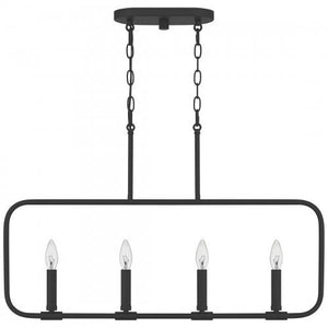 Quoizel ABR432MBK Abner Linear chandelier 4 light matte black Island Light