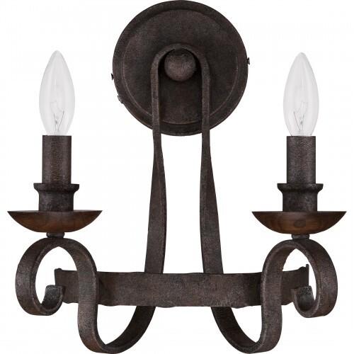 Quoizel NBE8702RK Noble Wall sconce 2-light rustic black Wall Sconce