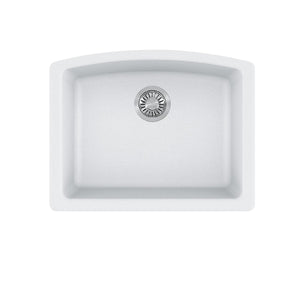 FRANKE ELG11022PWT Ellipse 25.0-in. x 19.6-in. Polar White Granite Undermount Single Bowl Kitchen Sink - ELG11022PWT In Polar White