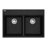 FRANKE MAG6201515-ONY-S Maris Topmount 33-in x 22-in Granite Double Bowl Kitchen Sink in Onyx In Onyx