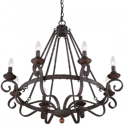 Quoizel NBE5008RK Noble Chandelier 8-lght rustic black Chandelier