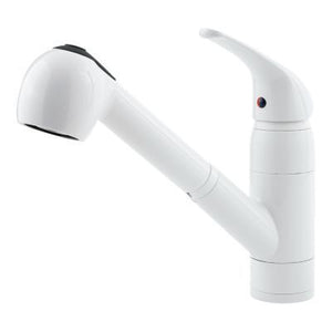 Pfirst Series 1-Handle Pull-Out Kitchen Faucet in White