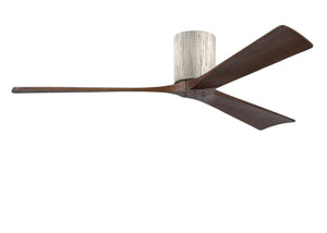 Matthews Fan IR3H-BW-WA-60 Irene-3H three-blade flush mount paddle fan in Barn Wood finish with 60” solid walnut tone blades. 