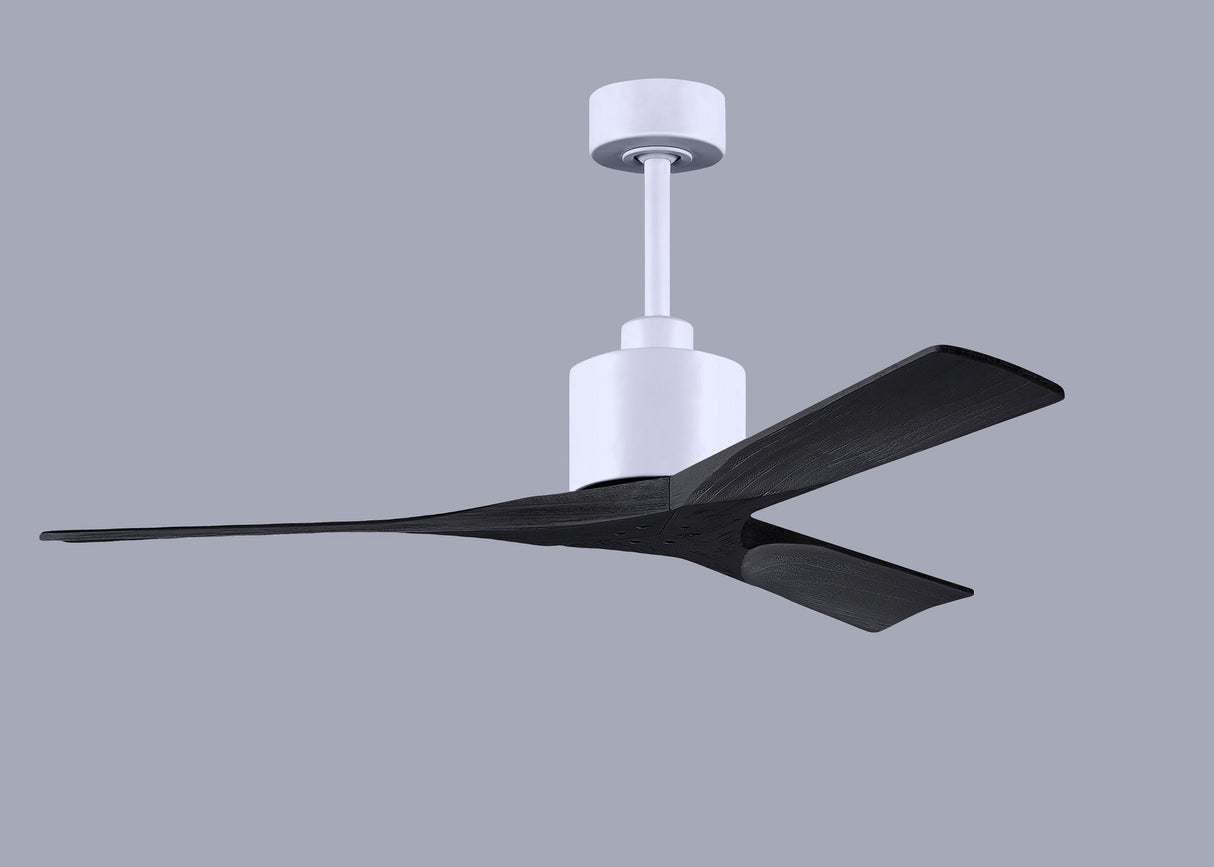 Matthews Fan NK-MWH-BK-52 Nan 6-speed ceiling fan in Matte White finish with 52” solid matte black wood blades