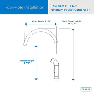 Gerber D424458SS Stainless Steel Parma Two Handle Bridge Faucet