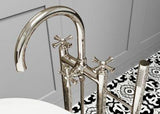 Tisbury Traditional 2-Handle Tub Filler with Hand Shower in Polished Nickel