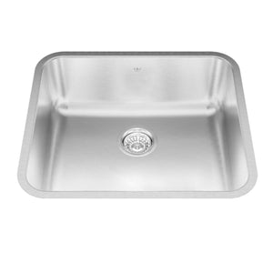 KINDRED QSUA1922-8N Steel Queen 21.75-in LR x 18.75-in FB x 8-in DP Undermount Single Bowl Stainless Steel Kitchen Sink In Satin Finished Bowl with Silk Finished Rim