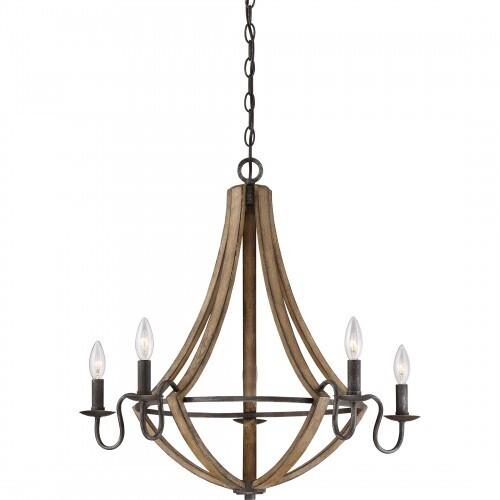 Quoizel SHR5005RK Shire 5 light chandleier rustic black Chandelier