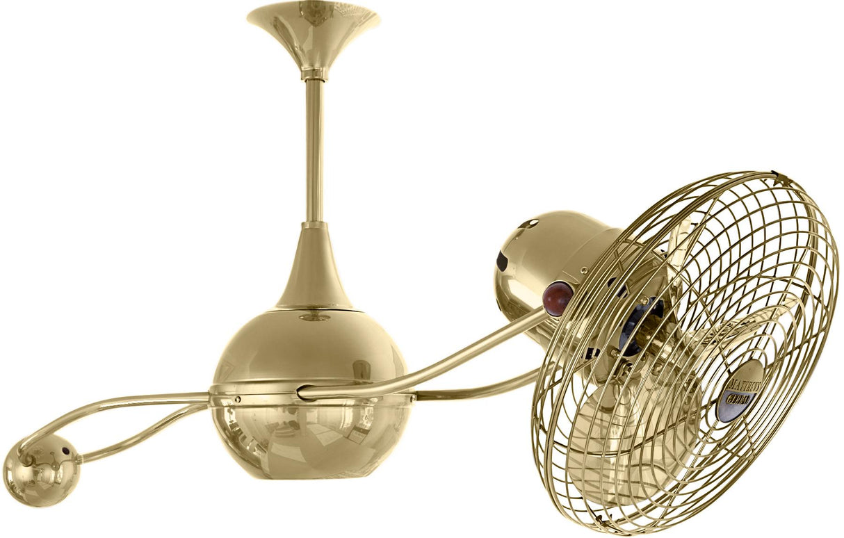 Matthews Fan B2K-PB-MTL Brisa 360° counterweight rotational ceiling fan in Polished Brass finish with metal blades.