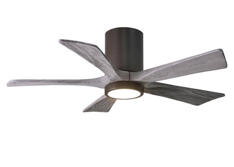Matthews Fan IR5HLK-TB-BW-42 IR5HLK five-blade flush mount paddle fan in Textured Bronze finish with 42” solid barn wood tone blades and integrated LED light kit.