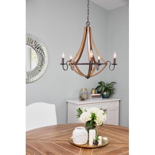 Quoizel SHR5005RK Shire 5 light chandleier rustic black Chandelier