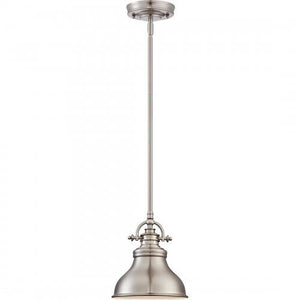 Quoizel ER1508BN Emery Vintage Mini Pendant Lighting, 1-Light, 100 Watts, Brushed Nickel (9" H x 8" W)