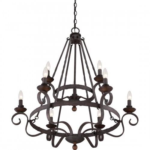 Quoizel NBE5009RK Noble Chandelier 9-light rustic black Chandelier