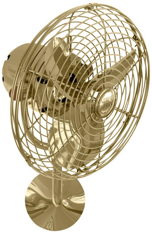Matthews Fan MP-PB-MTL Michelle Parede vintage style wall fan in polished brass finish.