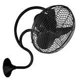 Matthews Fan ME-BK Melody 3-speed oscillating wall-mounted Art Nouveau style fan in matte black finish.