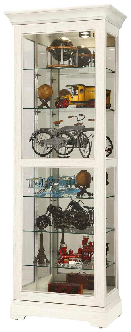 Howard Miller Martindale V Curio Cabinet 680-636 - Aged Linen Finish Home Decor, Six Shelves, Seven Level Display Case, Locking Slide Door, Halogen Light Switch